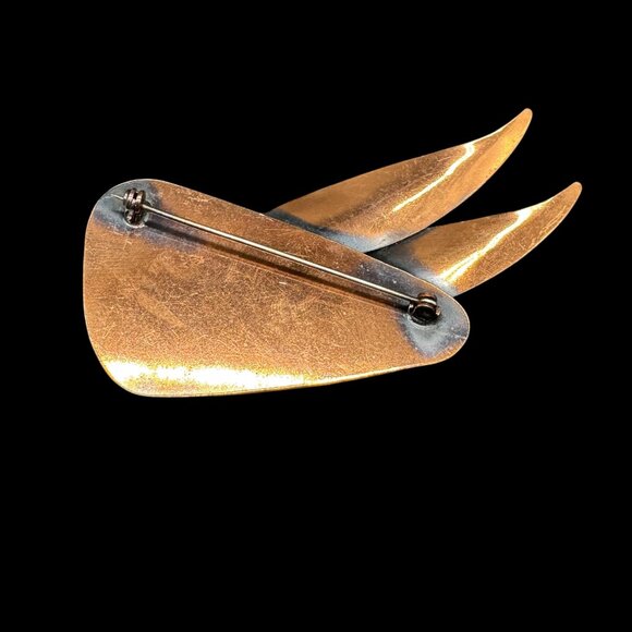 Artisan Made Copper Brooch Teardrop Purple Stone Vintage - Picture 4 of 5